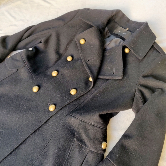 Tahari Courtney Military Wool Blend Peacoat - Picture 3 of 11
